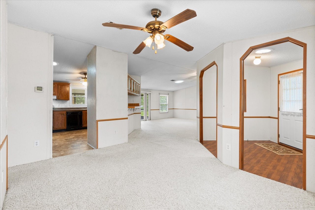 dining room open to the living room and kitchen.
